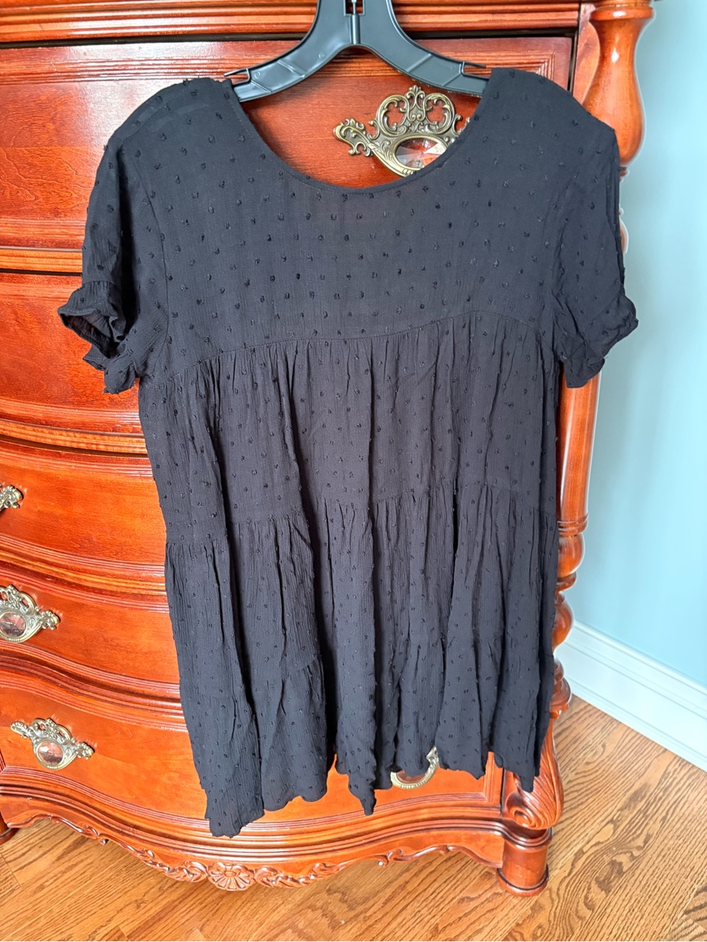 Black Women's Swiss Dot Babydoll Dress